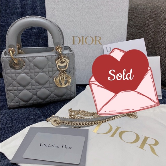 Dior Handbags - Lady Dior Mini - Opaline Grey Pearlescent